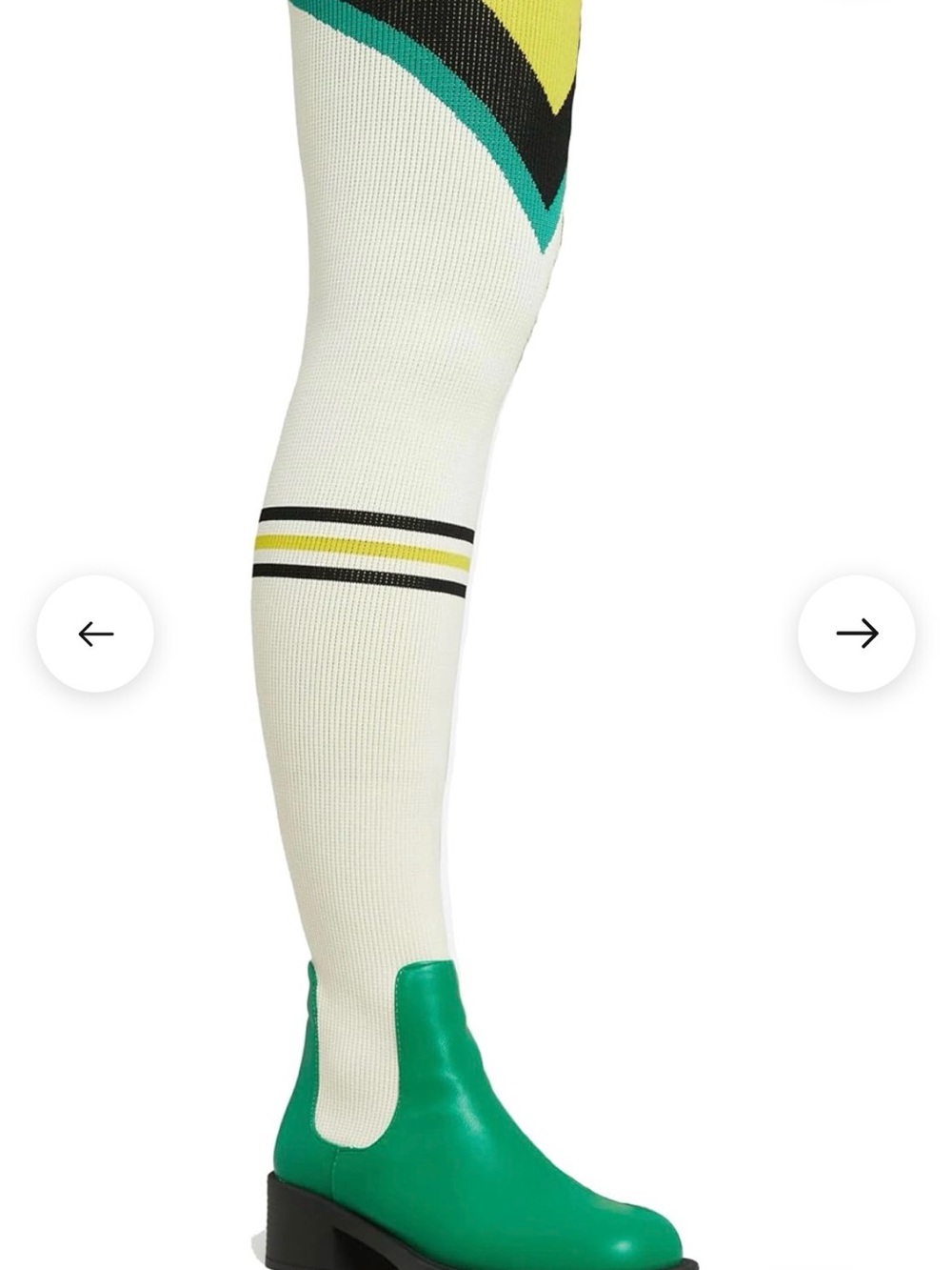 Rev-It-Up Motocross Detail Over The Knee Thigh High Long Boot In Green And Cream